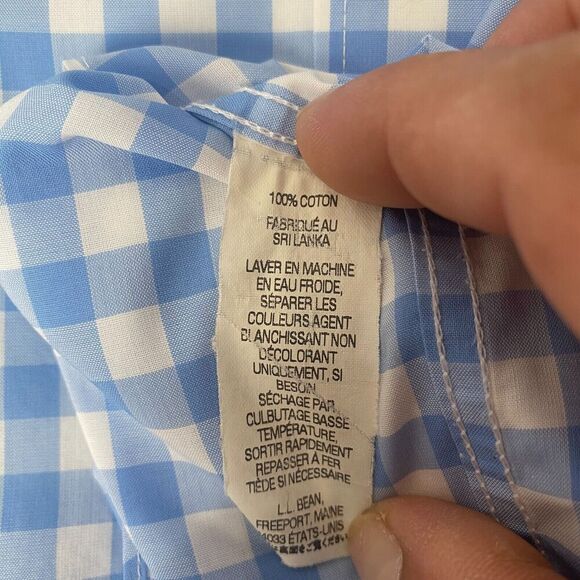 LL Bean Button Up Shirt Mens Size L Tall Blue Striped Short Sleeve 100% Cotton - Picture 12 of 16